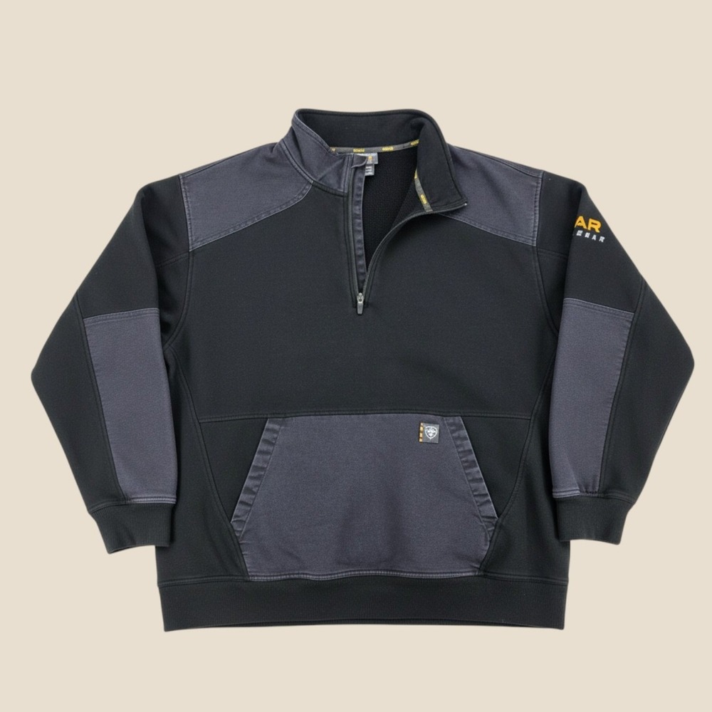 Ariat Rebar Workman Duracanvas Quarter Zip Sweatshirt Mens XXL Black 10046401